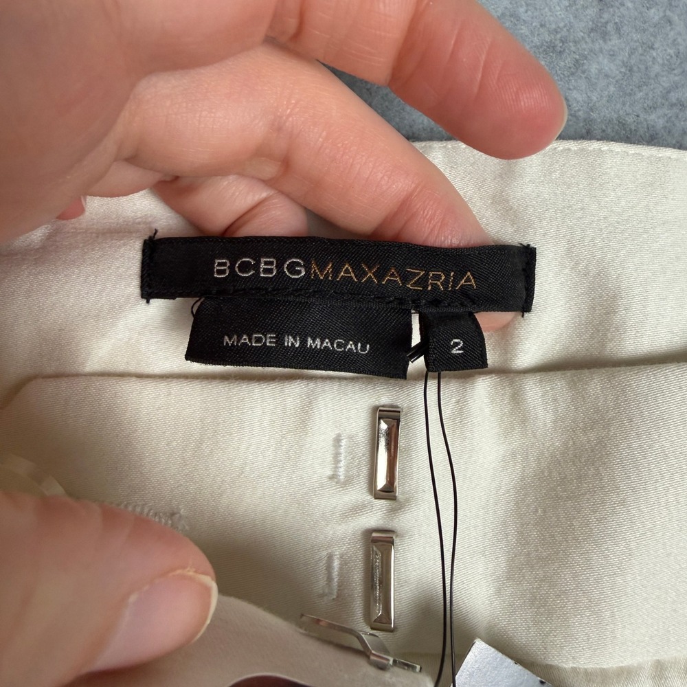 BCBGMAXAZRIA Polina Cropped Trousers Winter White Sequin Size 2 Wid Leg Casual - Picture 8 of 12